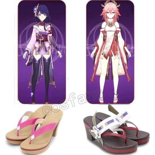 Genshin Impact Yae Guuji /Baal Cosplay Costume Wigs Shoes Dress Party Outfit Uniform Women Raiden Shogun Halloween Carnival Cos