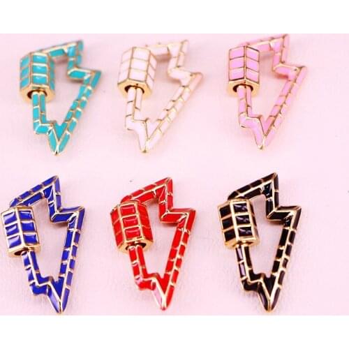 10PCS, Enamel Lightning Shaped Lock Carabiner Necklace Clasp For Jewelry Making