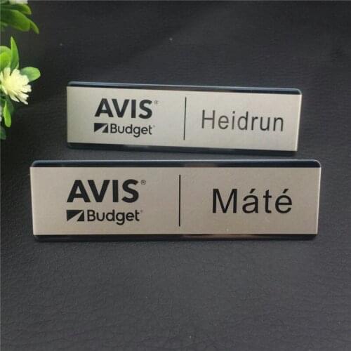 10pcs custom safety pin name badge holder 70*20mm name tags laser customized logo badge with stainless steel nameplate