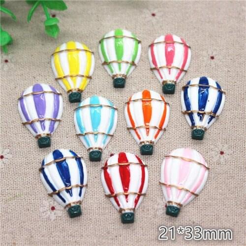 10pcs Mix Colors Cute Resin Hot Air Balloon Flatback Cabochon Craft DIY Home Decoration Accessories,21*33mm