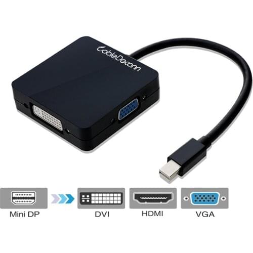 3in1 Mini DisplayPort DP v1.2 to HDMI 4K DVI VGA Thunderbolt Port Compatible Adapter Cable Square For Macbook 2017 Hot Items