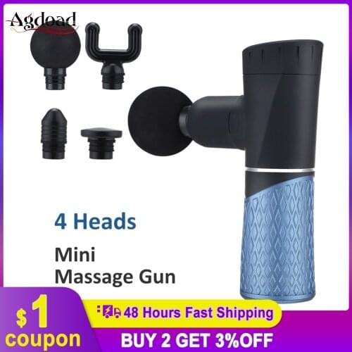 4 Head Mini Muscle Massage Gun 5c Powerful 32Gear Electric High Frequency Stimulation Mute Operation Pain Relief Body Relaxation