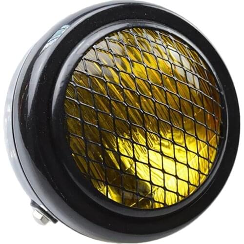 6.5' Motorcycle Headlight Grill Cover Housing For CruisersChopper Amber Lens