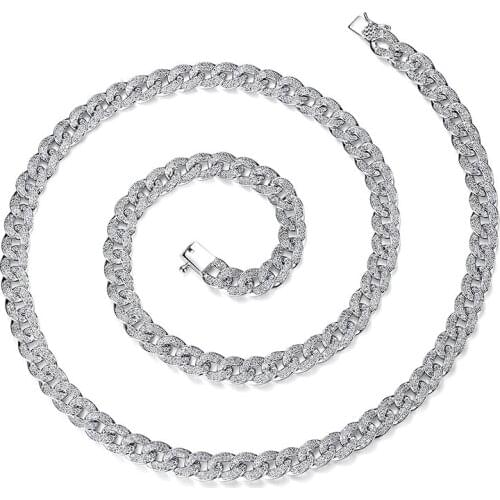 8*720mm Cuban Miami Chain Necklace for Men Women AAA Cubic Zirconia Bling Ice Out link Chain Hip Hop Rapper Jewelry Gifts