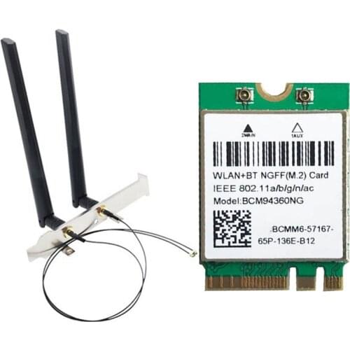 BCM94360NG Wireless Adapter M.2 Desktop Kit Hackintosh Mac OS NGFF Wifi Card Dual Band 1200Mbps Bluetooth 4.0 Window