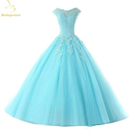Bealegantom Cap Sleeve lace Open Back Ball Gown Quinceanera Dresses 2021 Beads Sweet 16 Dress Prom Party Birthday Gown