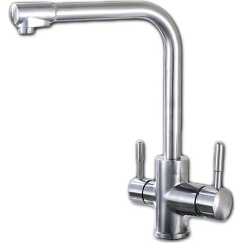 Free shipping Leadfree filter kitchen faucet with 304 stainless steel kitchen sink faucet by dual handle healthy water faucet