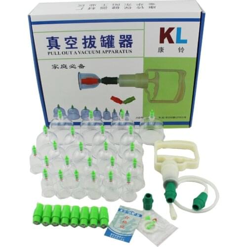 Free shipping suction cup massage jar magnetic therapy vacuum cupping device 24 tank glass cuppers pull gas cylinders