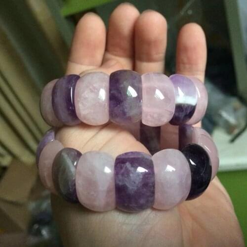 Natural amethyst & rose quartz stone beads bracelet natural gemstone bangle fine jewelry for woman for gift wholesale