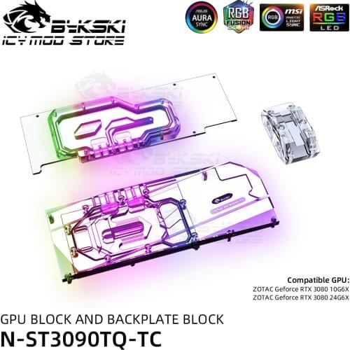 Bykski VGA RGB Water Block Backplate Block For Zotac Geforce RTX 3080 3090 GPU Heatsink Video Cards Liquid Block N-ST3090TQ-TC