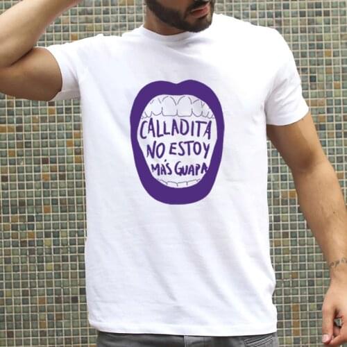 Calladita No Estoy Mas Gvapa Letter Print Hombre T-shirt Funny Summer Cotton Short Sleeve Streetwear Oversized Tops Camisetas