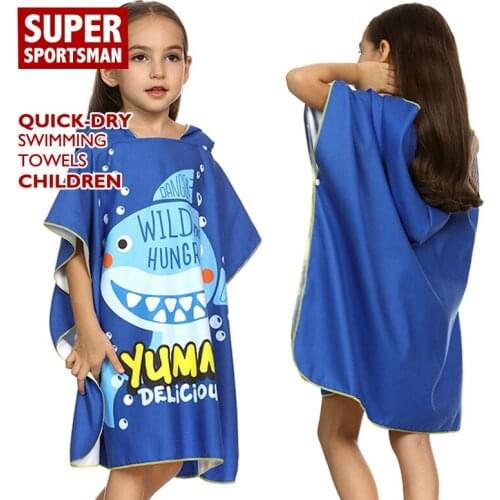 Kids Cartoon Microfiber Towel Baby Travel Quick Dry Swim Vests Camping Bathrobe Children Fitness Yoga Gym Poncho Surf Beach Wear