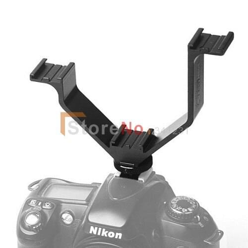 EPhoto Hot Shoe Flash V Mount Dual Bracket for Video Lights, Microphones or Monitors