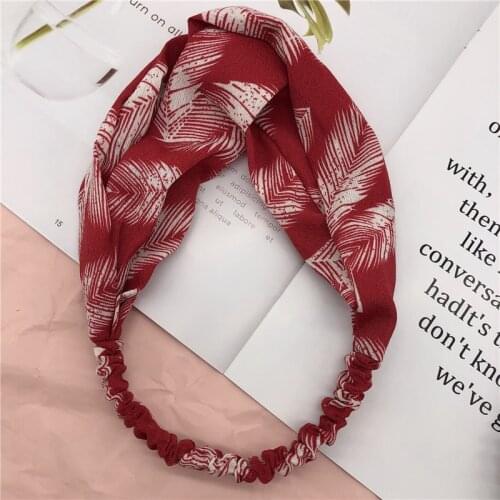 Leaf Printed Elastic Headband Female Cross Rope Soft Womens Turban Fashion Simple Headwrap Bohemia Hair Accessories For Gils