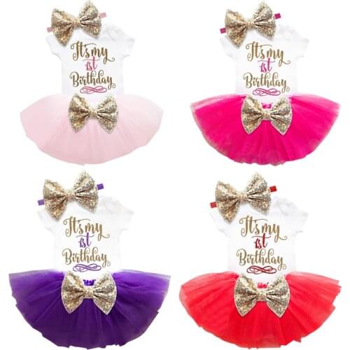 Its My 1st First Birthday Outfits Summer Baby Clothes Toddler Girl Baptism Suits Funny Baby Clothing Sets For Kids Wear