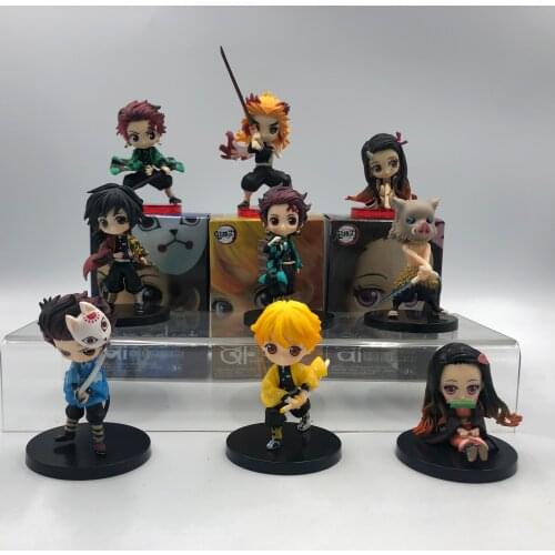 Demon Slayer Kimetsu No Yaiba Figure Stand Version Q Posket Kamado Tanjirou Kamado Nezuko Agatsuma Figure Toy 6cm