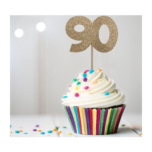 Custom any number 90th Milestone Celebration cupcake toppers birthday party decoration doughnut food picks