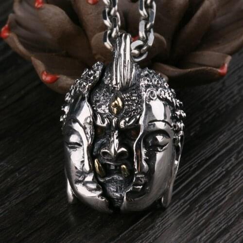 2019 Buddha Devil In a moment Pendant 100% Real 925 Sterling Silver Men Women Necklace Pendants Thai silver Jewelry Free Shipping