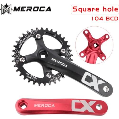MEROCA CX Square Hole Bicycle Crankset 104BCD Aluminum Alloy IXF Square Hole Mountain Bike Crankset 170mm 32T/34T/36T/38T/40T/42