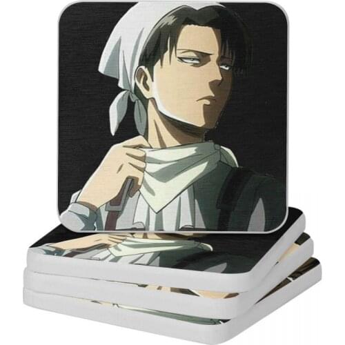Levi Ackerman In His Cleaning Suit Diatomaceous Earth Square Round Coaster Quick-drying Cup Bonsai Mat Soap Toothbrush Pad 10x10