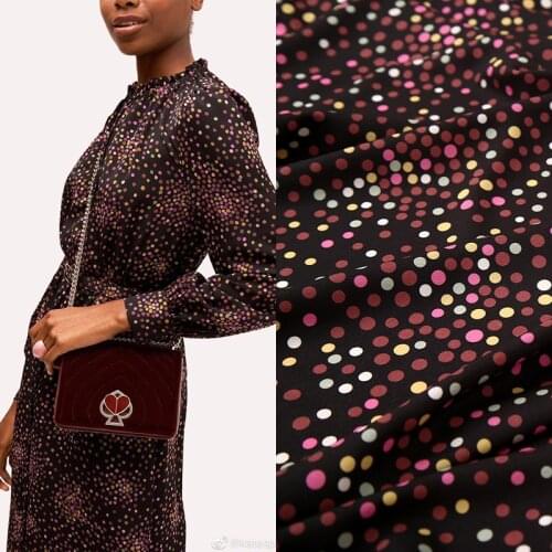 100x150cm Fashion Week Colorful Dot Print Charmeuse Imitate Silk Satin Fabric for Woman Blouse Summer Dress Pajama DIY Sewing