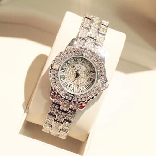 Arrival Famous BS Brand Stylish Watch Women Luxury Austrian Crystals Watch Silver Shinning Diamond Rhinestone Bangle Bracelet