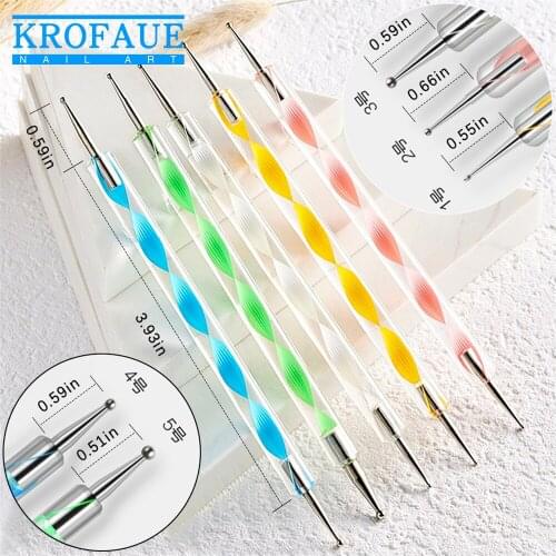 5Pcs/Pack Nail Dotting Pen Acrylic Manicure Tools Set For Nail Art Decoration Tools Painting Drawing Nail Glue UV Gel