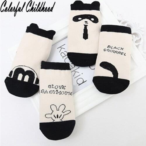Autumn Unisex Baby Cute Asymmetric Raccoon Socks Infants Comfortable Non-slip Bottom Cotton Socks Baby Clothing For 0-4 Years