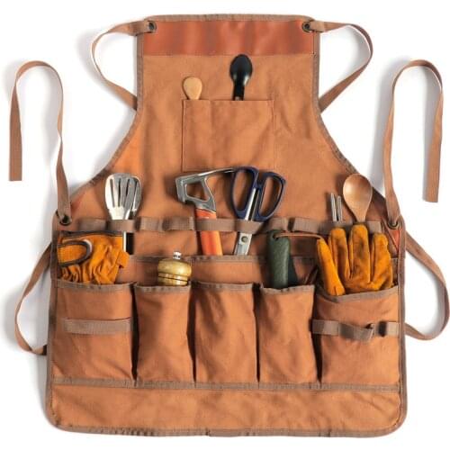 New Adjustable Heavy Canvas Duty Barbecue Apron Barbecue Tool Picnic Knife Storage Bag