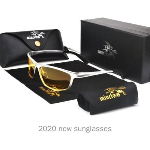 Aluminum Magnesium Night Vision Glasses Male Anti-glare Polarized Sunglasses Men Women Driving Glasses Yellow Driver Eyewear NX