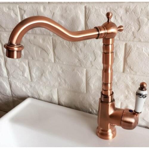 Swivel Spout Water Tap Antique Red Copper Single Handle Single Hole Kitchen Sink & Bathroom Faucet Basin Mixer Tap anf400