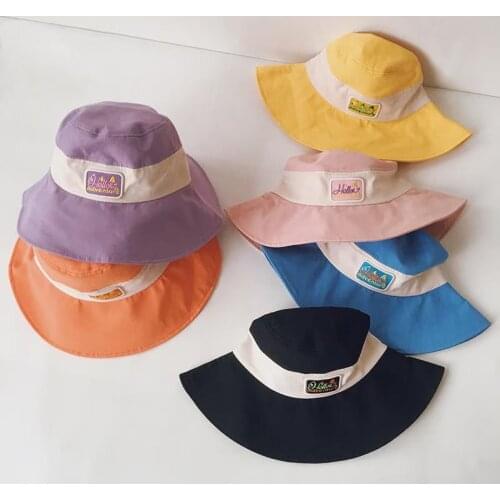 Spring Summer Kids Boys Girls Cotton Fisherman Hats Letter Embroidery Baby Sun Hats Beach Caps