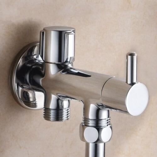 Bathroom Toilet Solid brass chrome Dual purpose angle valve Three way angle valve for Closestool bidet sprayer-- MD443