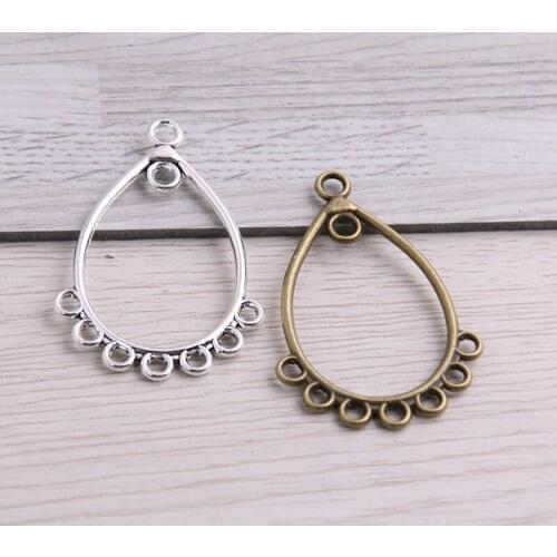 SWEET BELL 30pcs 27*39mm Two Color Zinc Alloy Necklace Charm Jewelry DIY Hollow Water Droplets Connector Pendant Necklace