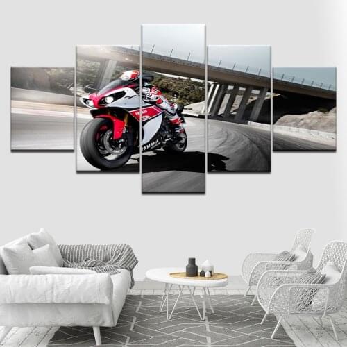 YZF-R1 2012 motorcycle 5 Piece HD Wallpapers Art Canvas Print modern Poster Modular art painting for Living Room Home Decor