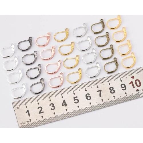 50pcs 15x10mm DIY Earrings Silver Gold French Earrings Lever Hooks Wire Settings Base Hoops For Jewelry Making Components