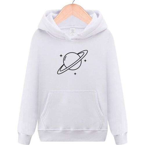 Planet Print Women Loose Hooded Hoodies Long Sleeved Pullover Casual Tops Pullovers Female Hoodie Drawstring Camisola