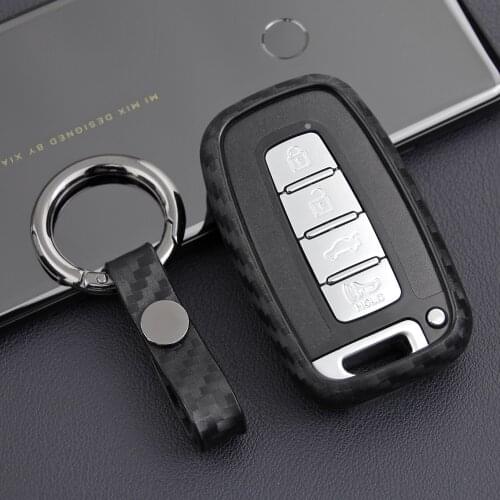 1PC Car key case for Kia Beijing Hyundai Sonata Accessories Auto Carbon Fiber Key Case for Kia Forte Buckle Matte Black