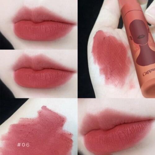 1PC Matte Nourish Moisturizing Lip gloss Milk Tea Color Velvet Lipstick Professional Lip Makeup Long Lasting Waterproof TSLM2