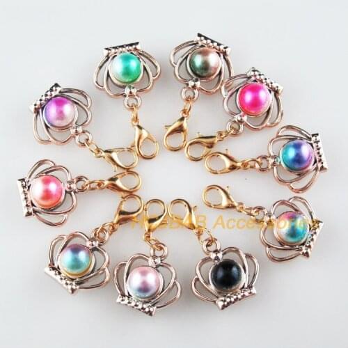 16 New Crown 19mm Charms 18KGP Mixed Ball Acrylic Retro With Lobster Claw Clasps