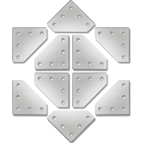 2pcs/Pack 5 Hole Black/Silver Joint Board Plate Corner Angle Bracket Connection Joint Strip for 2020 3030 4040 Aluminum Profile