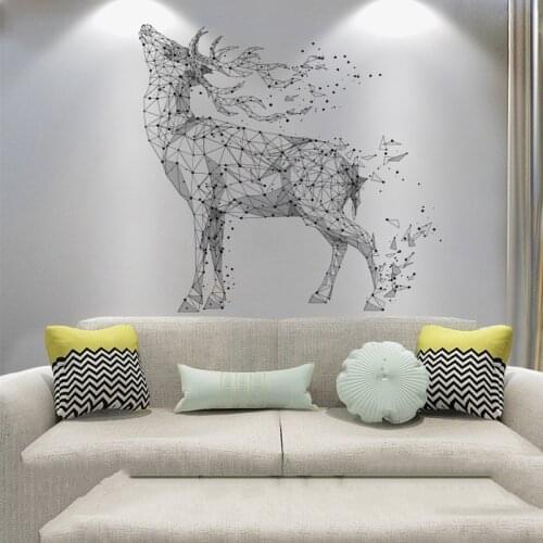 3D Geometric Elk Wall Stickers Boy Girl Room Decor Aesthetic Self-adhesive Poster Teen Bedroom Living Room Decoration Wallpaper