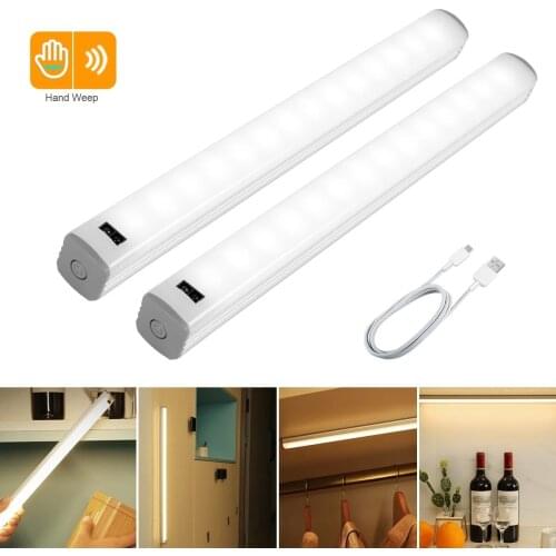 Wireless Hand Sweep Sensor Under Cabinet Light USB Rechargeable LED Closet Light Dimmable Night Light For Wardrobe Kitchen Stair
