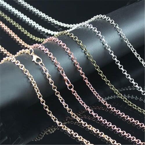 ACLOVEX 2pcs 3.8mm Necklace Chains Bulk With Losster Clasps Gold Silver Color Metal Iron Open Link Chain Diy Jewelry Making 80cm