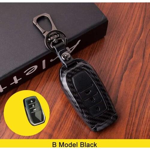 Carbon Fiber+Genuine Leather Key Case Cover For Toyota Highlander Land Cruiser Riez RAV4 Camry Prado Auto Key Cover Scratches
