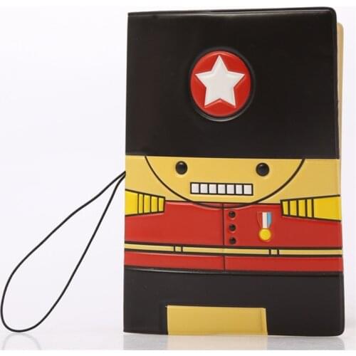 Black British soldiers Passport Cover ID Credit Card Holder 3D Design PVC Leather Business Card Bag Passport Holder for abroad