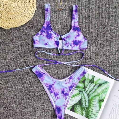 Cikini 2020 New WomenS Fashion Sexy Printed Bikini Suit Low Waist Bandage Split Beach Push Up Brazilian
