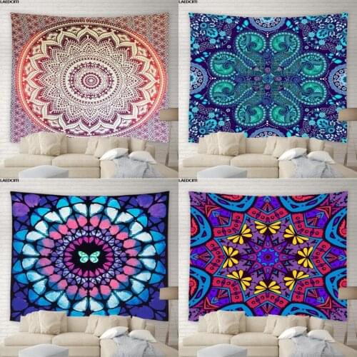 Mandala Flower Tapestry Butterfly Colorful Geometric Aesthetics Background Wall Hanging Living Room Bedroom Psychedelic Decor