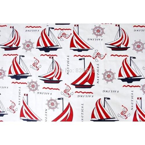 DA247 Red Sailboat on the white A Grade Pure Cotton Canvas Sofa/Cushion Cover Fabric (1Yard) Hongkong post tracking number