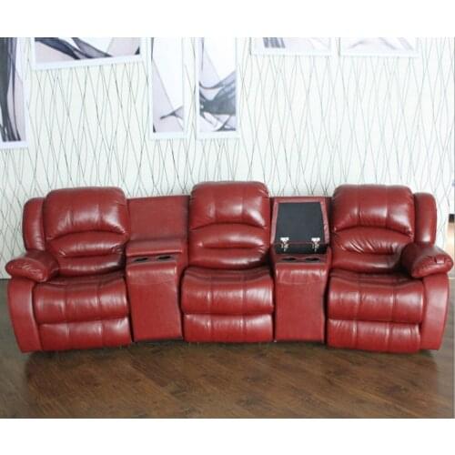 Living room sofa Recliner Sofa, real cow Genuine Leather Sofa, Cinema theater sofa home furniture 3 seater chaise bed couch